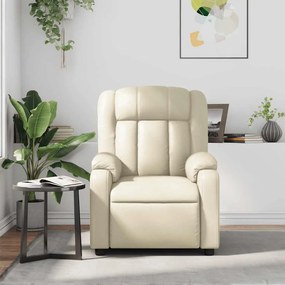 Poltrona de massagens reclinável couro artificial cor creme
