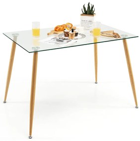 Mesa de jantar de vidro moderna com almofadas ajustáveis ​​para casa, cozinha e escritório 110 x 70 x 75 cm
