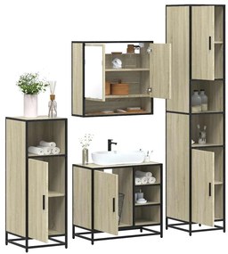 vidaXL 4 pcs conj. móveis casa banho derivados madeira carvalho sonoma