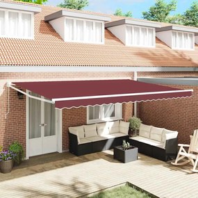 vidaXL Toldo retrátil manual 500x300 cm bordô