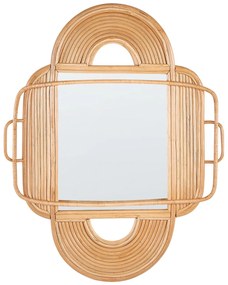 Espelho de parede em rattan claro 70 x 90 cm ALCORN Beliani