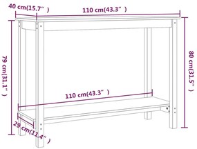 Mesa consola 110x40x80 cm pinho maciço branco
