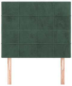 Cabeceira de cama 2 pcs veludo 100x5x78/88 cm verde-escuro