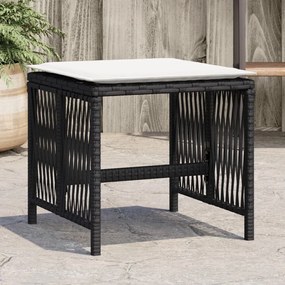 vidaXL Bancos de jardim com almofadões 4 pcs 41x41x36 cm vime PE preto