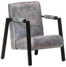 vidaXL Poltrona couro de cabra genuíno 60x80x87 cm cinzento