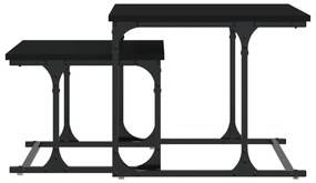 Mesa de centro de encastrar 2 pcs derivados de madeira preto