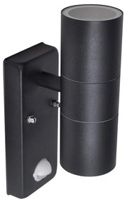 41097 Candeeiro LED de parede forma cilindro com sensor aço preto