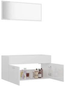 Conj. móveis de casa de banho 2 pcs contrapl. branco brilhante