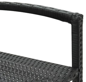 5 pcs conjunto de bar para jardim vime PE/acácia maciça preto