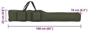 Saco para cana de pesca 160 cm tecido oxford verde-escuro