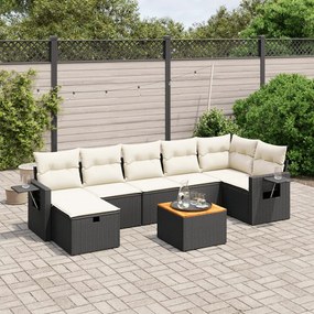 vidaXL 8 pcs conjunto sofás de jardim com almofadões vime PE preto