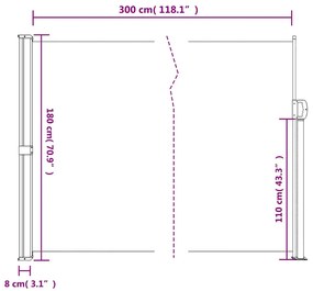 Toldo lateral retrátil 180x300 cm castanho