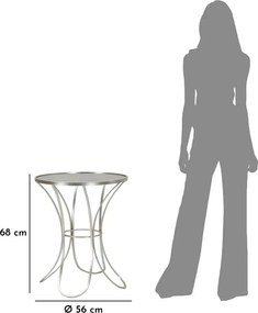 Mesa Trixy - Metal Prata e Topo de Vidro Temperado - Ø 56 cm x 68 cm