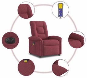 Poltrona reclinável de massagens elétrica tecido vermelho tinto