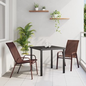 Conjunto de Jantar de Jardim vidaXL 3 Peças Castanho Textilene e Aço