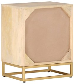 Mesa de cabeceira 40x30x50 cm madeira de mangueira maciça/ferro