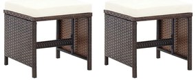 4 pcs conjunto de cadeiras e bancos de jardim vime PE castanho