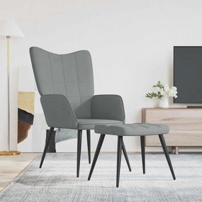 vidaXL Cadeira de descanso com banco tecido cinzento-claro
