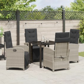 Conjunto de Jantar de Jardim vidaXL 5 Peças com Almofadas Cinza Claro
