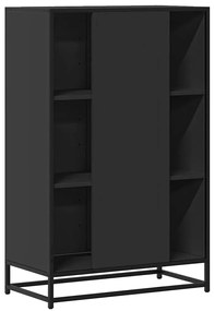 Armário alto 68x35x106,5 cm derivados madeira e metal preto