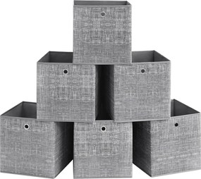Conjunto de 6 Caixas de arrumação 33cm cinzentas mosqueadas