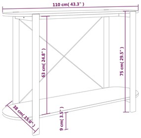 Mesa consola 110x38x75 cm derivados de madeira preto