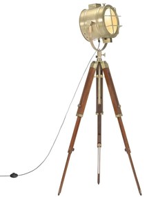 vidaXL Candeeiro de chão tripé 165 cm madeira de mangueira maciça