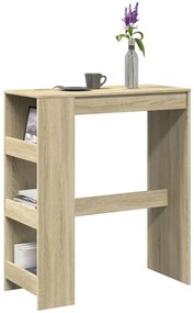 vidaXL Mesa de bar c/ prateleiras derivados de madeira carvalho sonoma