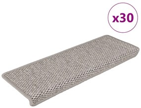 vidaXL Tapetes escada adesivos aspeto sisal 30pcs 65x21x4 cm prateado
