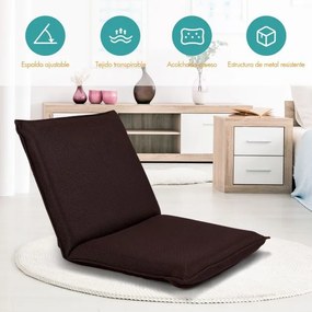 Poltrona chão reclinável com apoio para as costas almofadado e ajustável Ideal para ler meditar 98 x 47 x 7,5 cm Castanho