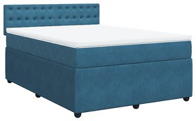 Cama com molas/colchão 140x200 cm veludo azul