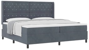 vidaXL Cama Box com cabeceira Cinza Escuro 200 x 200 cm Veludo