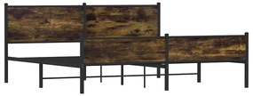 Estrutura de cama sem colchão 193x203cm metal carvalho fumado