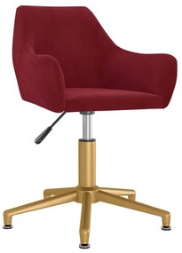 vidaXL Cadeira de escritório giratória veludo vermelho tinto