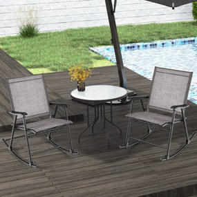 Conjunto de 2 cadeiras de baloiço dobráveis Jardim com assento em tecido e estrutura metálica para pátio, jardim, terraço e piscina 82 x 64 x 91 cm Ca