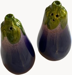 Saleiros e pimenteiros artesanais em forma de beringela Napoli, conjunto de 2