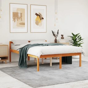 Cama para idosos 140x200 cm madeira pinho maciça castanho cera