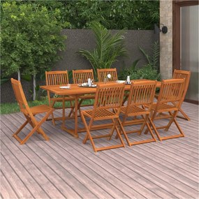 vidaXL 9 pcs conjunto de jantar para jardim 220x90x75 cm acácia maciça