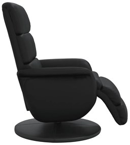 Cadeira reclinável com apoio de pés couro artificial preto