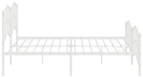 Estrutura de cama com cabeceira e pés 200x200 cm metal branco