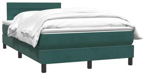 Cama boxspring com colchão 120x210 cm veludo verde-escuro