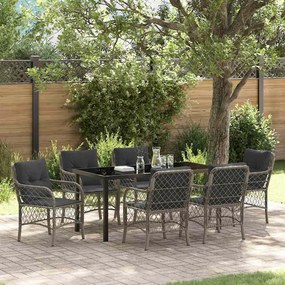 vidaXL Conjunto de Jantar de Jardim com Almofadas de Rattan Poliéster Cinza