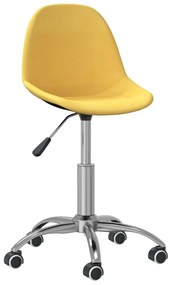 vidaXL Cadeira de jantar giratória tecido amarelo mostarda