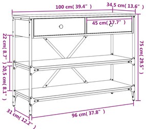 Mesa consola c/ gavetas/prateleiras derivados de madeira preto