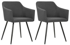 vidaXL Cadeiras de jantar 2 pcs tecido cinzento-escuro