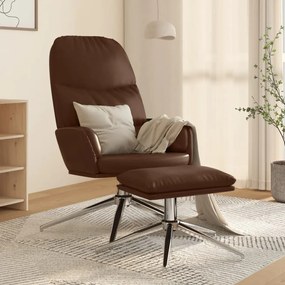 Cadeira de descanso + banco couro artificial castanho brilhante