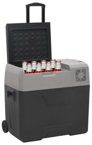 Mala térmica c/ rodas e adaptador 50L polipropileno preto/cinza