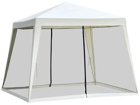 Outsunny Tenda de Jardim 3x3m Tenda com 4 Partes Laterais Rede Mosquiteira com Zíper Proteção UV para Patio Bege