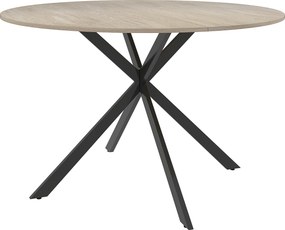 Mesa de Refeição Redonda (CADEIRAS NÃO INCLUIDAS) para 4 Pessoas Mesa de Cozinha Industrial com Estrutura de Aço Ø120x75 cm Castanha