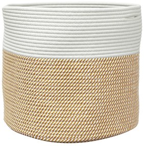 Cesto de arrumação Ø40x35 cm algodão castanho e branco